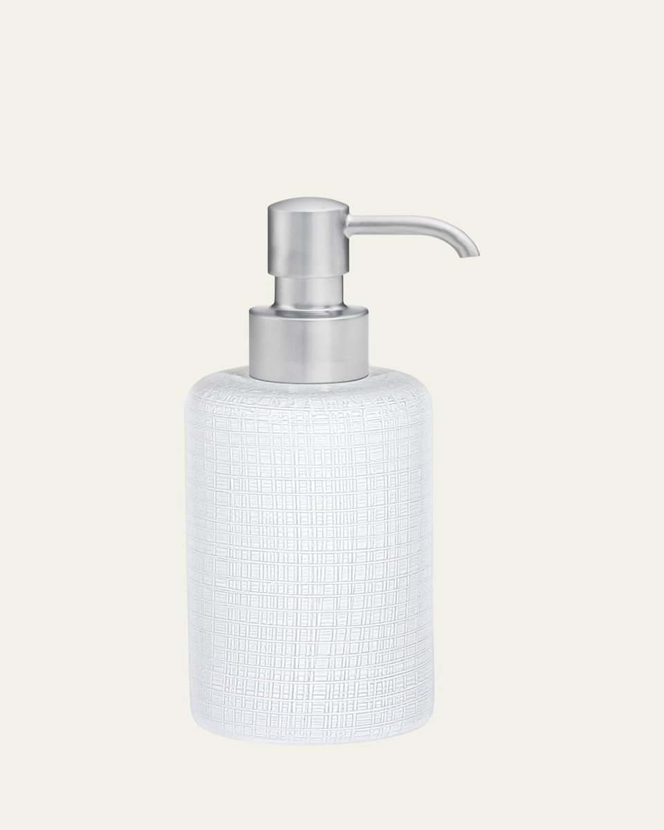 Cambric Glass Soap Dispenser, White Enamel